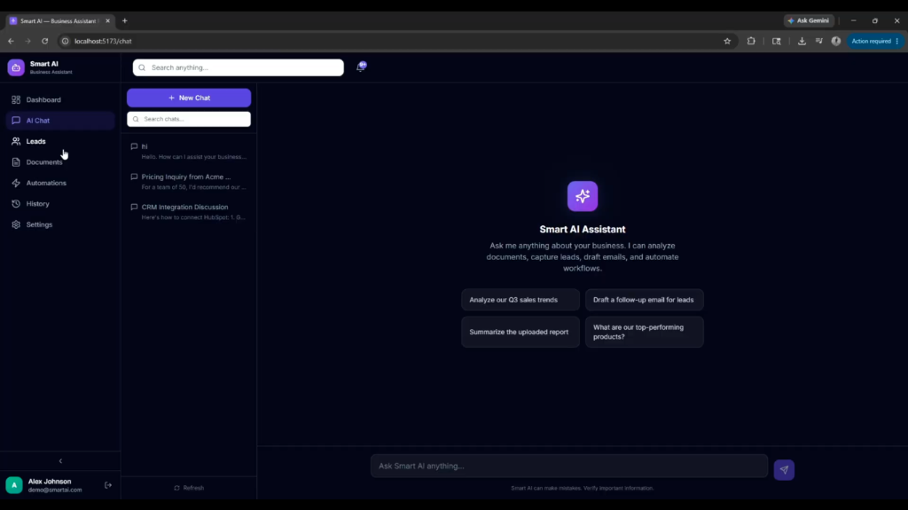 Smart AI Chatbot Screen
